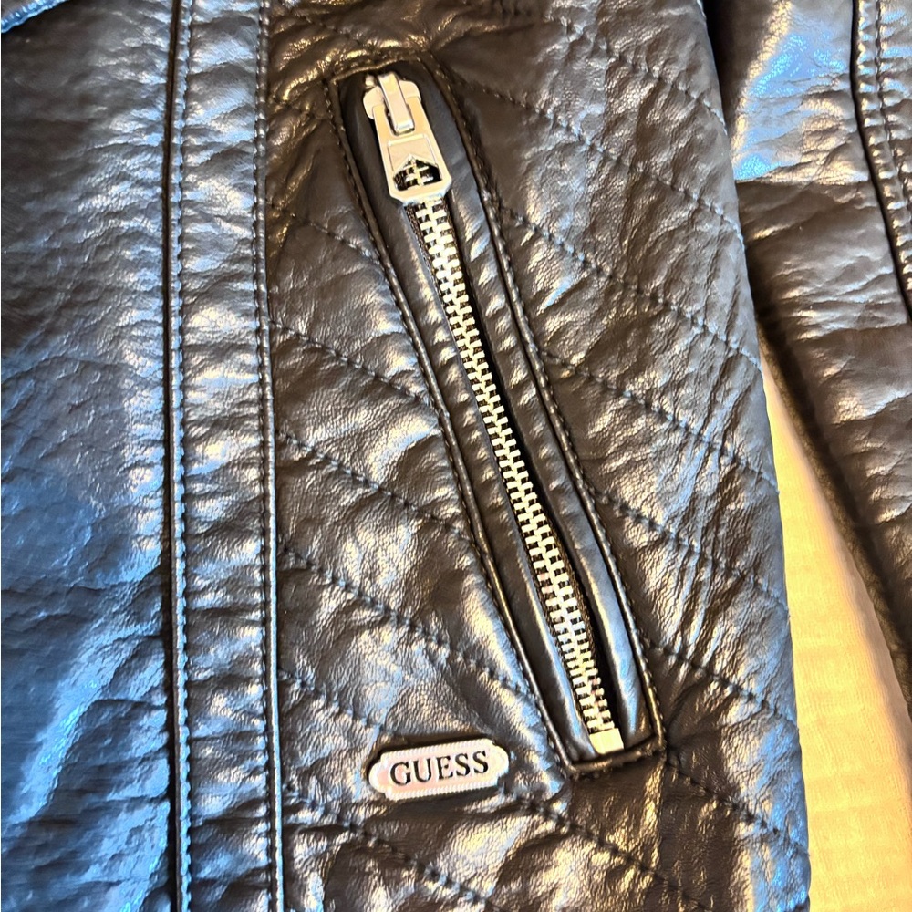 Guess Midnight Black Leather Outerwear - Picture 5 of 16